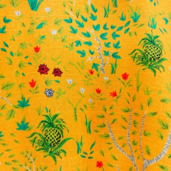 MAK Girl Yellow Red Mini Dress 12 13 Floral Pineapple Ruffle Lace Collared Mesh - Picture 7 of 12